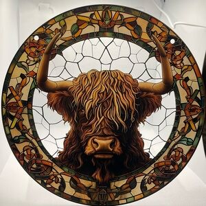 Suncatcher Acrylic Highland Cow Rustic Farmhouse Decoration New